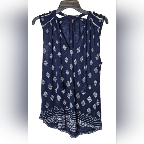 Lucky Brand Navy Blue Sleeveless Women's Top Size Medium NWOT - Picture 1 of 7